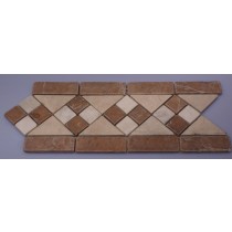 Red and travertine border tiles